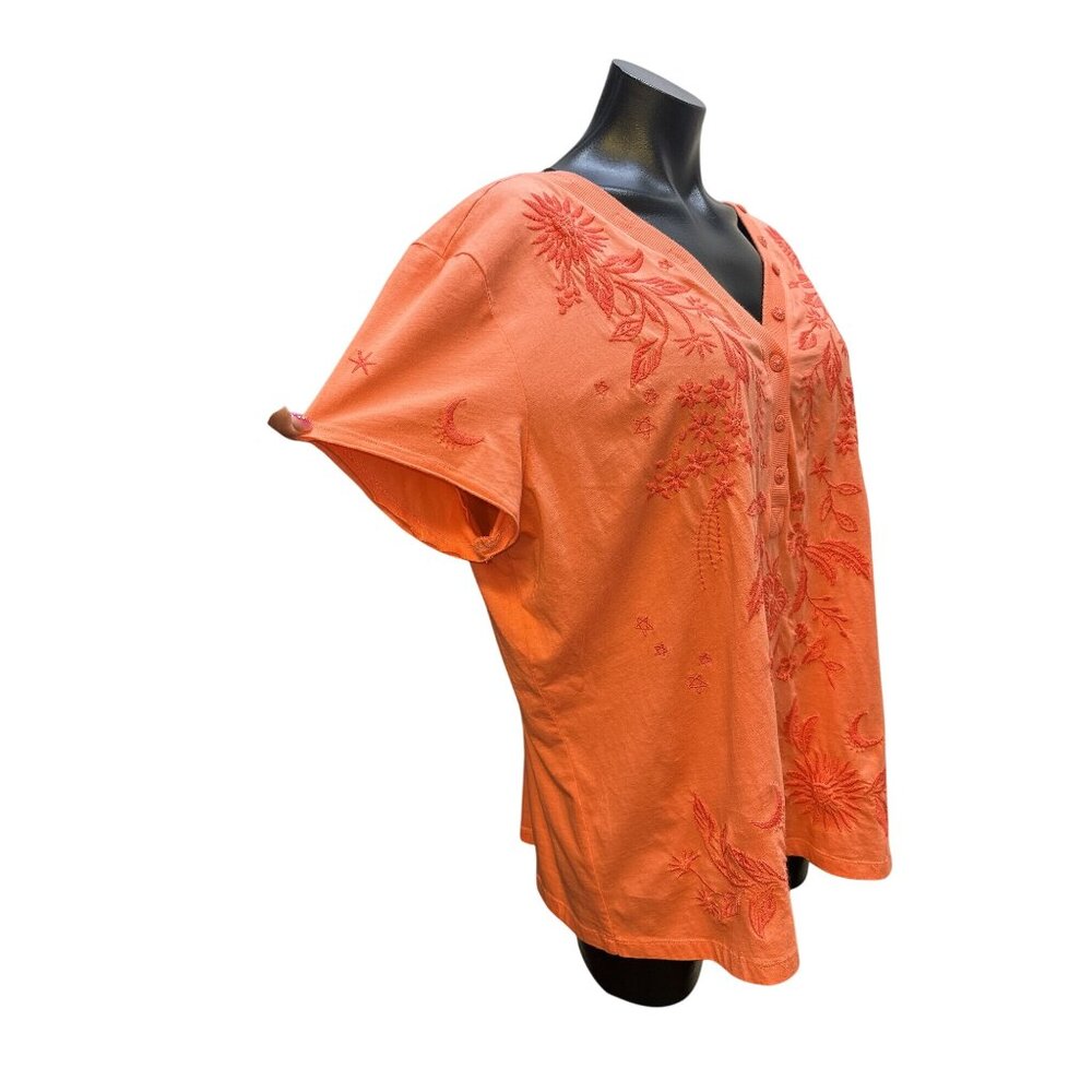 NWT Johnny Was Coral Embroidered V-Neck Blouse XL - Picture 4 of 9